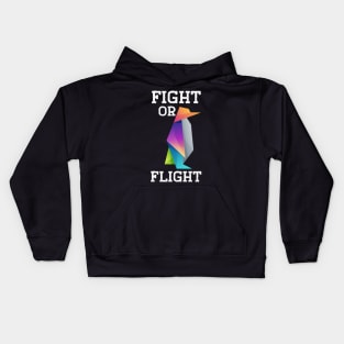 Fight or Flight Funny Colorful Penguin Fight Or Flight Kids Hoodie